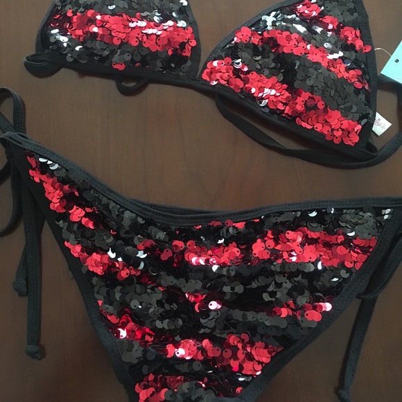 red sequin bikini